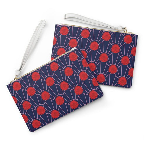 Floral Art Deco Vegan Leather Wristlet